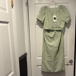 Elegant Sage 2 piece crop top and Maxi Skirt by Vaiaye